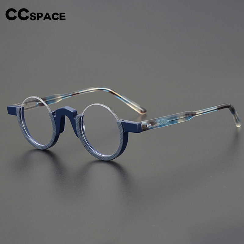 CCspace Unisex Semi Rim Round Acetate Eyeglasses 55258 Semi Rim CCspace