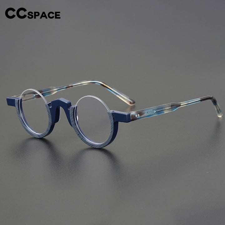 CCspace Unisex Semi Rim Round Acetate Eyeglasses 55258 Semi Rim CCspace