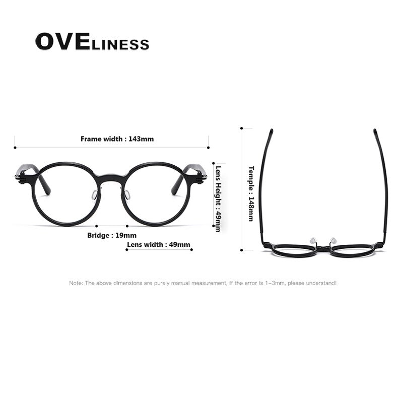 Oveliness Unisex Full Rim Round Acetate Titanium Eyeglasses 5886 Full Rim Oveliness