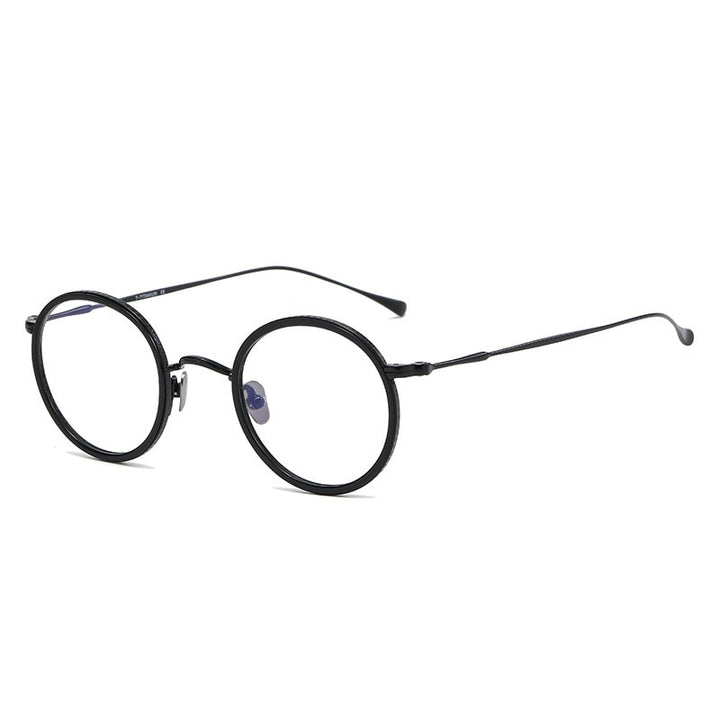 CCspace Unisex Full Rim Round Titanium Eyeglasses 53234 Full Rim CCspace Black China