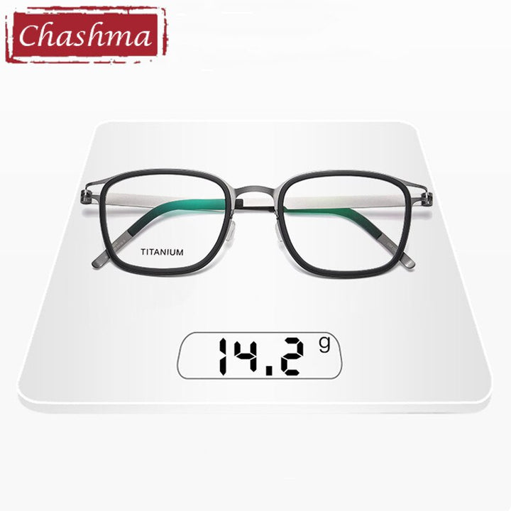 Chashma Ottica Unisex Full Rim Square Acetate Titanium Eyeglasses 9912 Full Rim Chashma Ottica