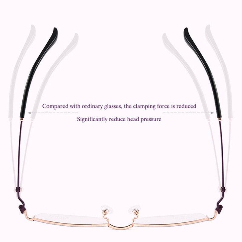 Hotony Women's Semi Rim Square Titanium Eyeglasses Bv6003 Semi Rim Hotony