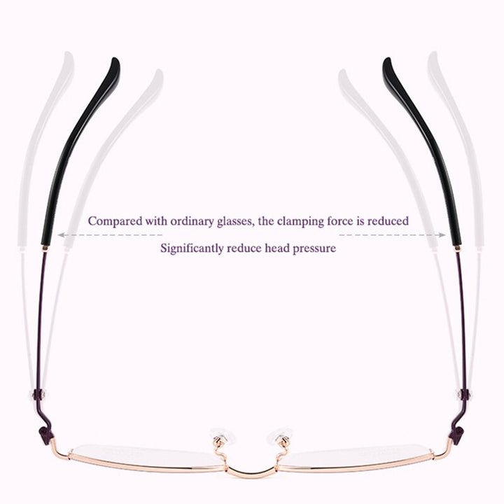 Hotony Women's Semi Rim Square Titanium Eyeglasses Bv6003 Semi Rim Hotony