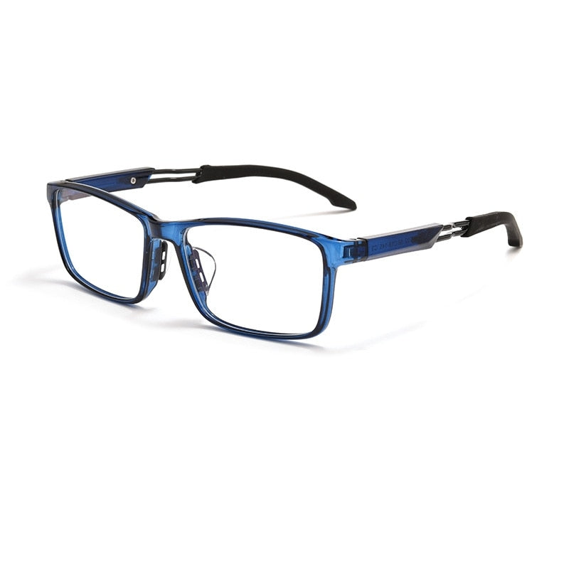 Yimaruili Unisex Full Rim Square Ultem Silicone Sports Eyeglasses 6202g Full Rim Yimaruili Eyeglasses Transparent Blue