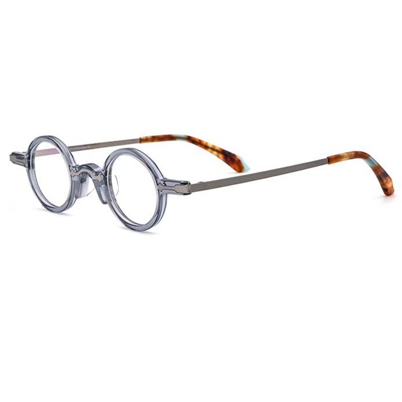 CCspace Unisex Full Rim Small Round Acetate Eyeglasses 53151 Full Rim CCspace Gray China