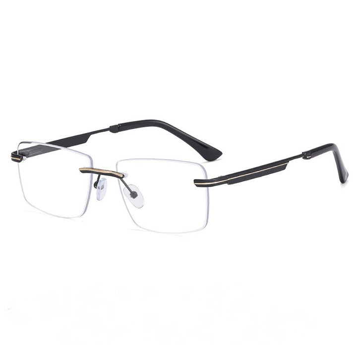CCspace Unisex Rimless Square Alloy Eyeglasses 55384 Rimless CCspace China C5BlackGold