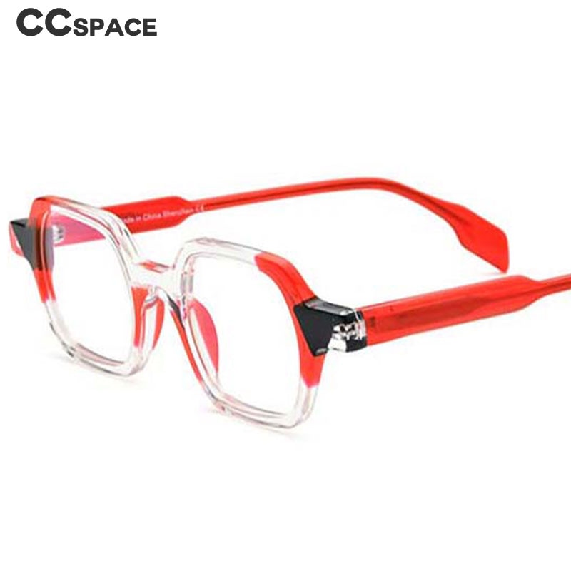 CCspace Unisex Full Rim Irregular Square Acetate Eyeglasses 54706 Full Rim CCspace