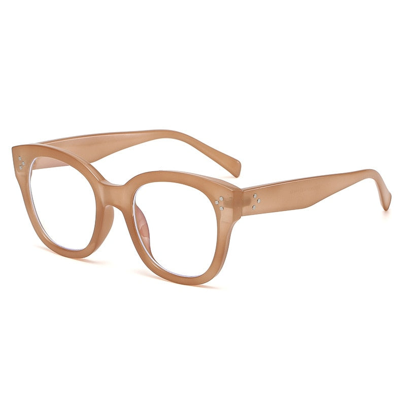 CCspace Unisex Full Rim Square Acetate Alloy Rivet Frame Eyeglasses 54152 Full Rim CCspace C8 tea