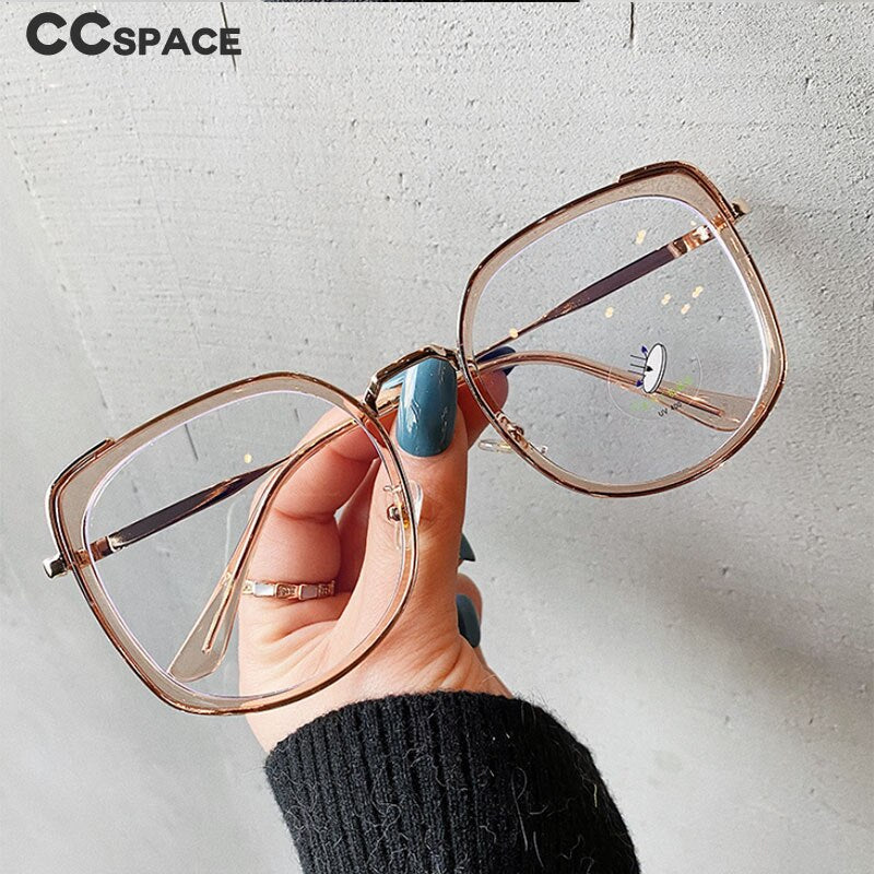 CCspace Women's Oversized Square Alloy Acetate Frame Eyeglasses 46733 Full Rim CCspace