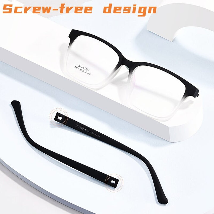 Yimaruili Unisex Full Rim Large Square Screwless Tr 90 Eyeglasses Full Rim Yimaruili Eyeglasses