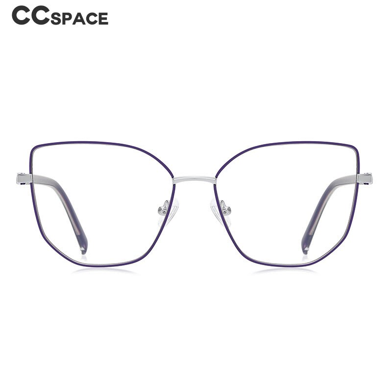 CCspace Unisex Full Rim Square Cat Eye Alloy Eyeglasses 55710 Full Rim CCspace
