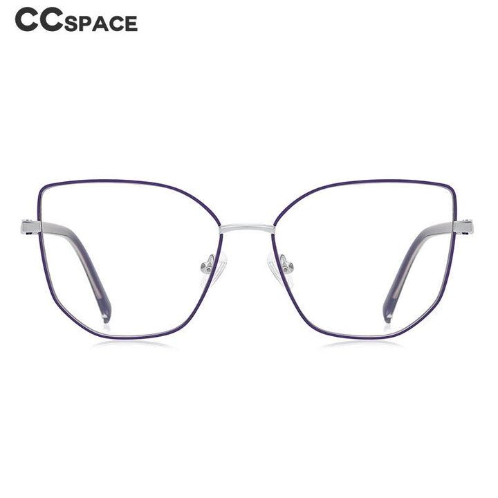 CCspace Unisex Full Rim Square Cat Eye Alloy Eyeglasses 55710 Full Rim CCspace
