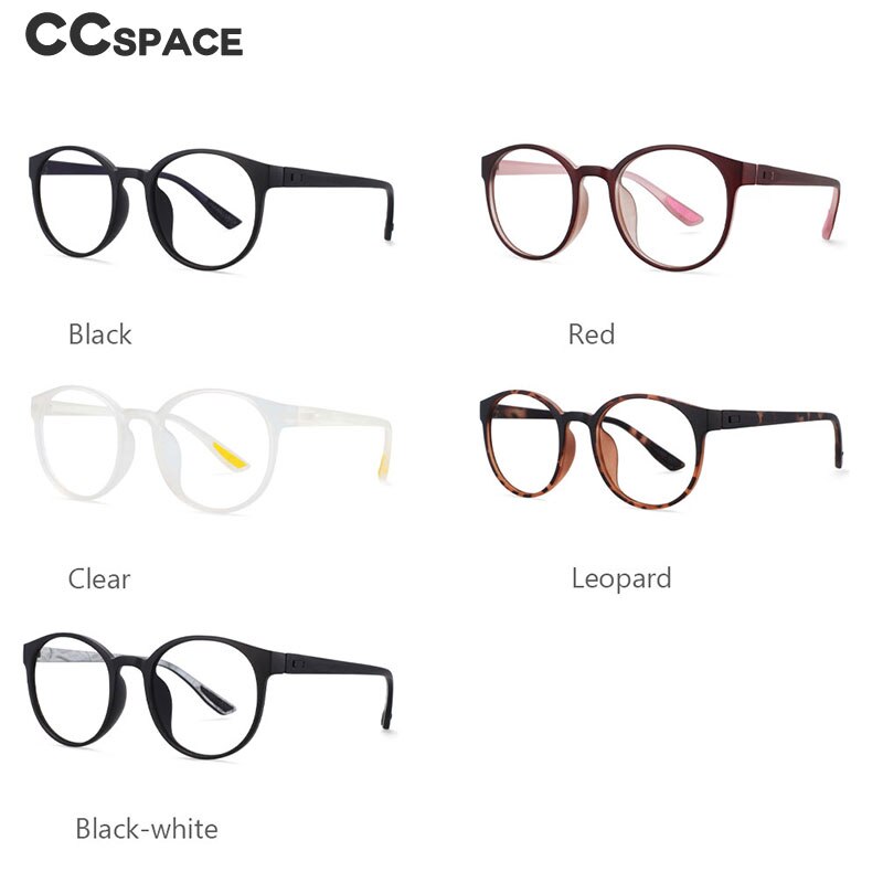 CCspace Unisex Full Rim Round Tr 90 Titanium Frame Eyeglasses 54168 Full Rim CCspace