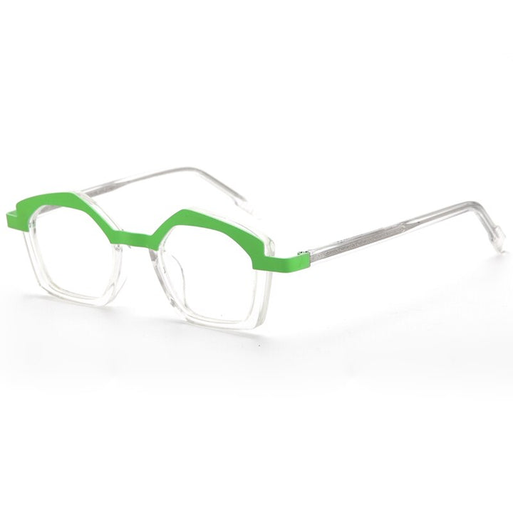 Muzz Unisex Full Rim Polygon Square Acetate Alloy Eyeglasses 1175 Full Rim Muzz C2