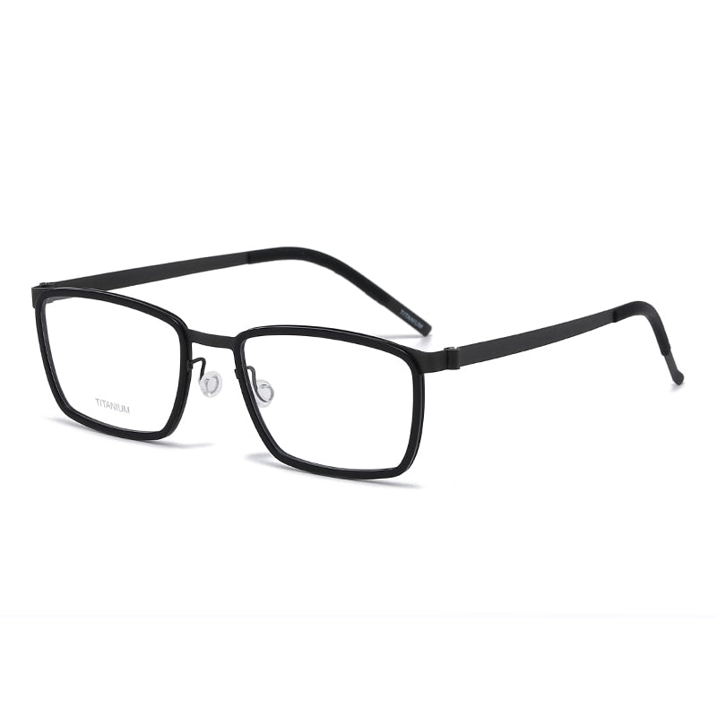 Reven Jate Unisex Full Rim Square Titanium Acetate Eyeglasses 9711 Full Rim Reven Jate black  