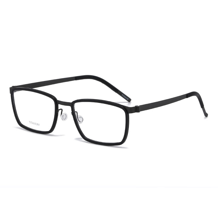 Reven Jate Unisex Full Rim Square Titanium Acetate Eyeglasses 9711 Full Rim Reven Jate black