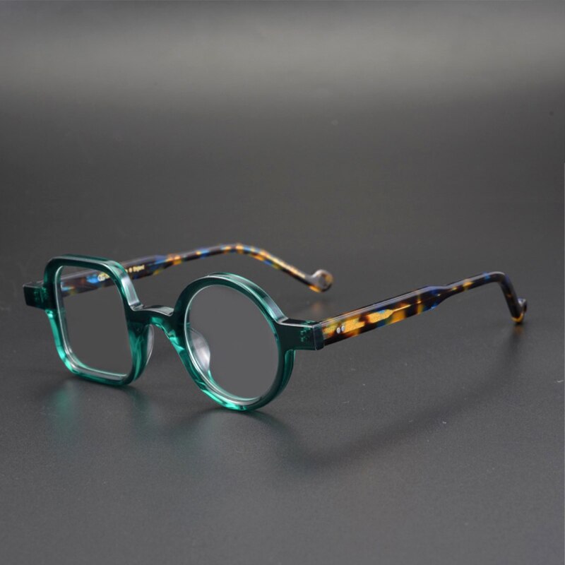 Yujo Unisex Full Rim Square Round Acetate Eyeglasses Clip On Sunglasses 002 With Clip Ons Yujo