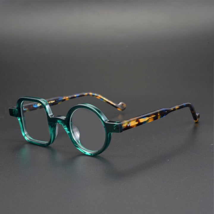 Yujo Unisex Full Rim Square Round Acetate Eyeglasses Clip On Sunglasses 002 With Clip Ons Yujo
