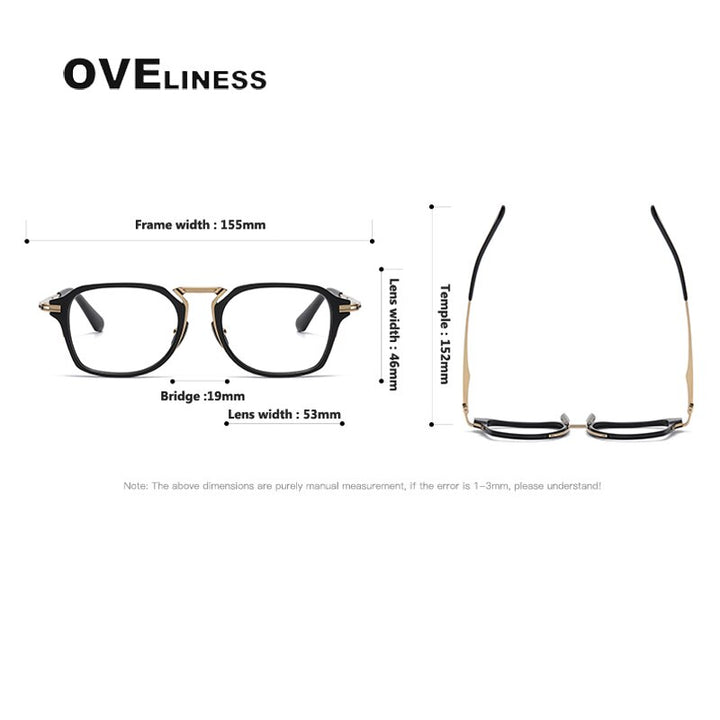 Oveliness Unisex Full Rim Square Acetate Titanium Eyeglasses Dtx413 Full Rim Oveliness
