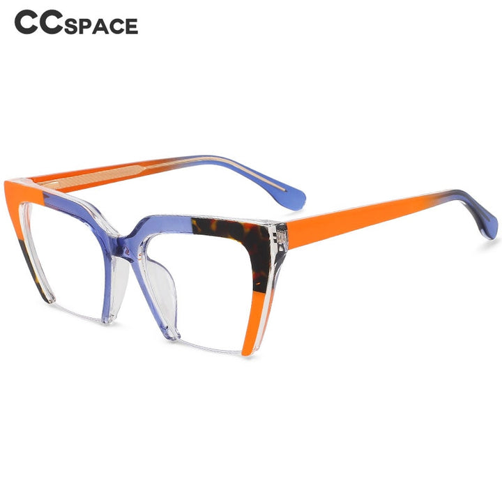 CCspace Women's Semi Rim Cat Eye Tr 90 Titanium Eyeglasses 55581 Semi Rim CCspace