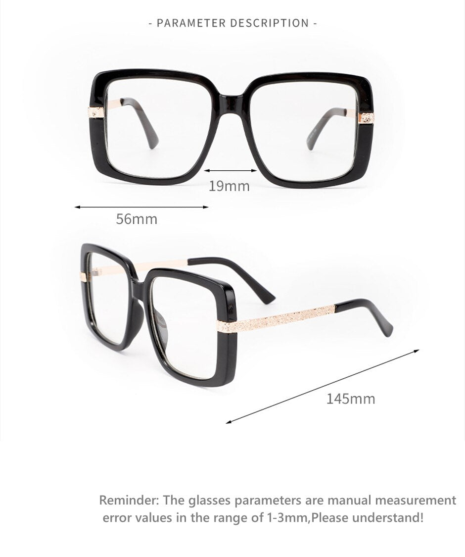 CCspace Unisex Full Rim Oversized Square Tr 90 Eyeglasses 53218 Full Rim CCspace