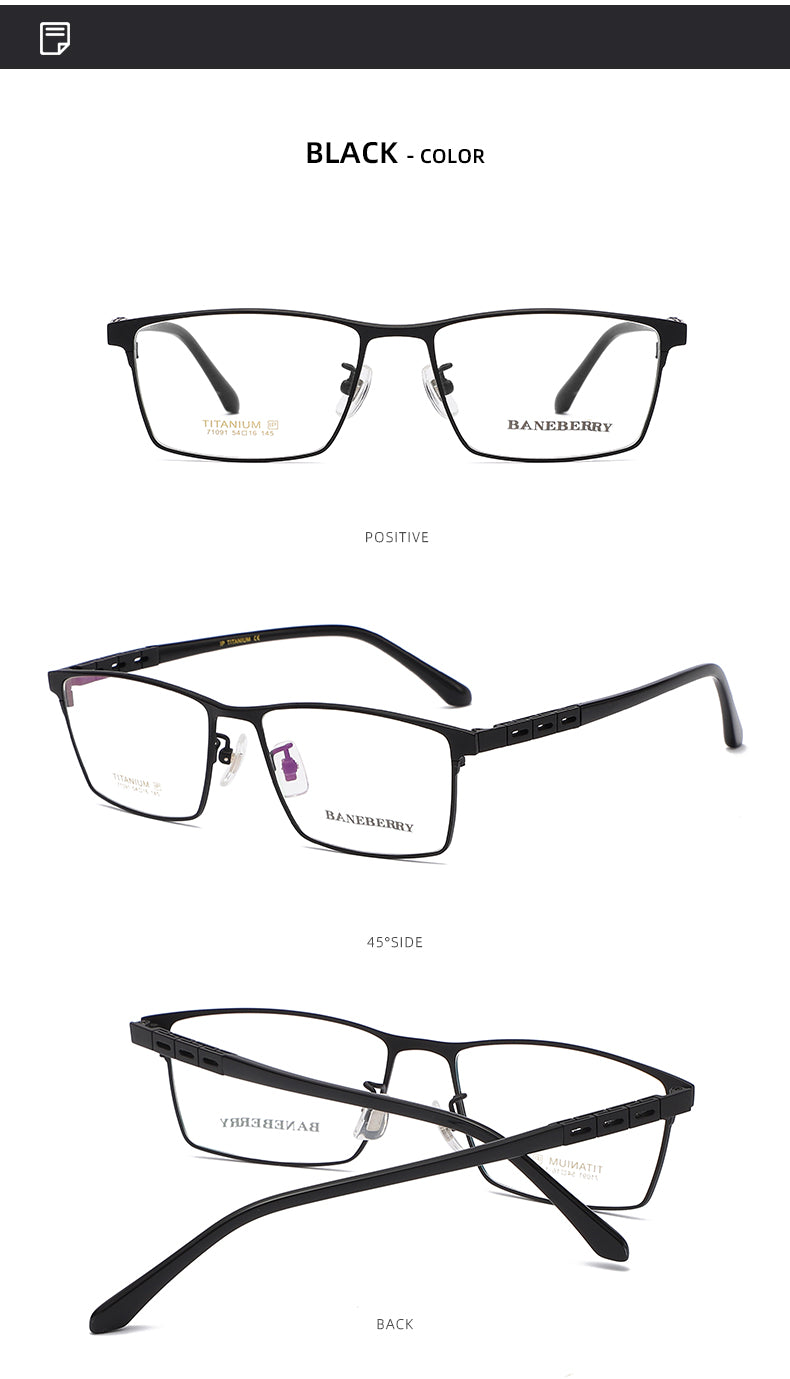 Reven Jate Unisex Full Rim Square Titanium Frame Eyeglasses 71091 Full Rim Reven Jate