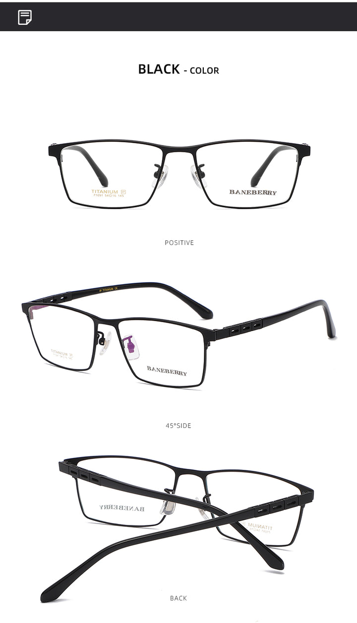 Reven Jate Unisex Full Rim Square Titanium Frame Eyeglasses 71091 Full Rim Reven Jate