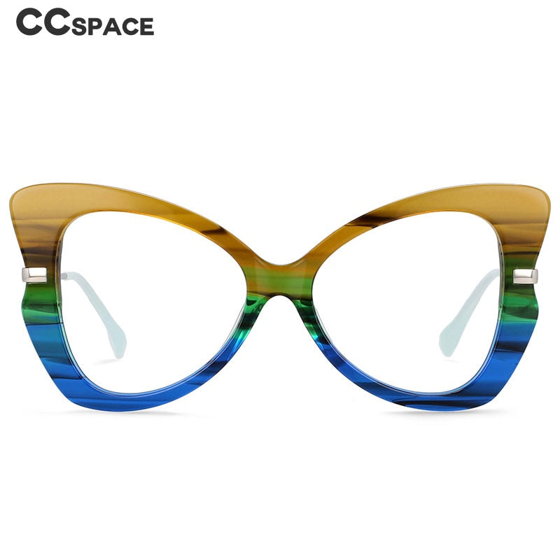 CCspace Women's Full Rim Oversized Acetate Alloy Butterfly Frame Eyeglasses 54326 Full Rim CCspace