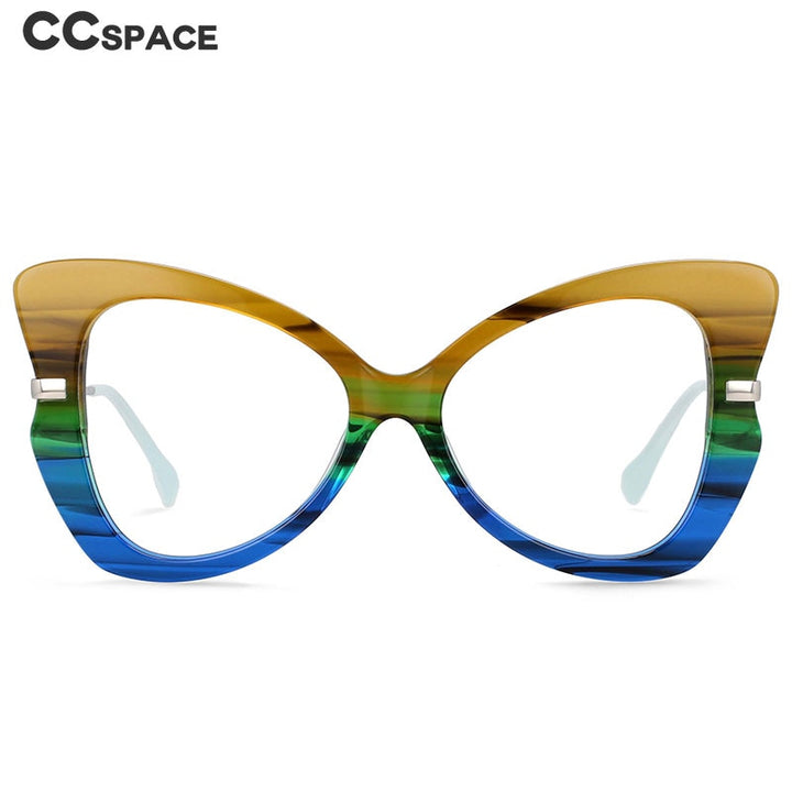 CCspace Women's Full Rim Oversized Acetate Alloy Butterfly Frame Eyeglasses 54326 Full Rim CCspace