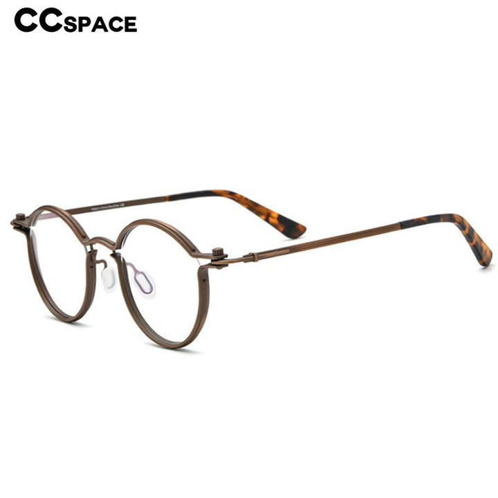 CCspace Unisex Full Rim Round Steampunk Titanium Eyeglasses 54721 Full Rim CCspace