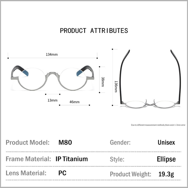 Muzz Men's Semi Rim Acetate Titanium Frame Eyeglasses 80 Semi Rim Muzz