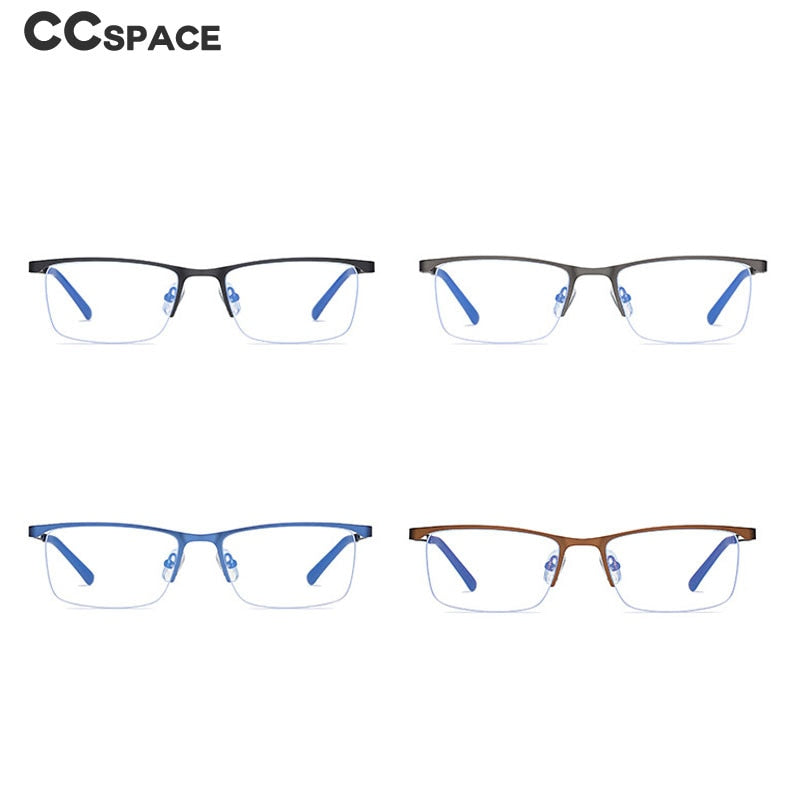 CCspace Men's Semi Rim Rectangle Alloy Frame Eyeglasses 54534 Semi Rim CCspace