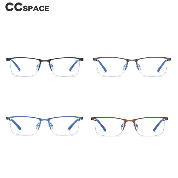 CCspace Men's Semi Rim Rectangle Alloy Frame Eyeglasses 54534 Semi Rim CCspace