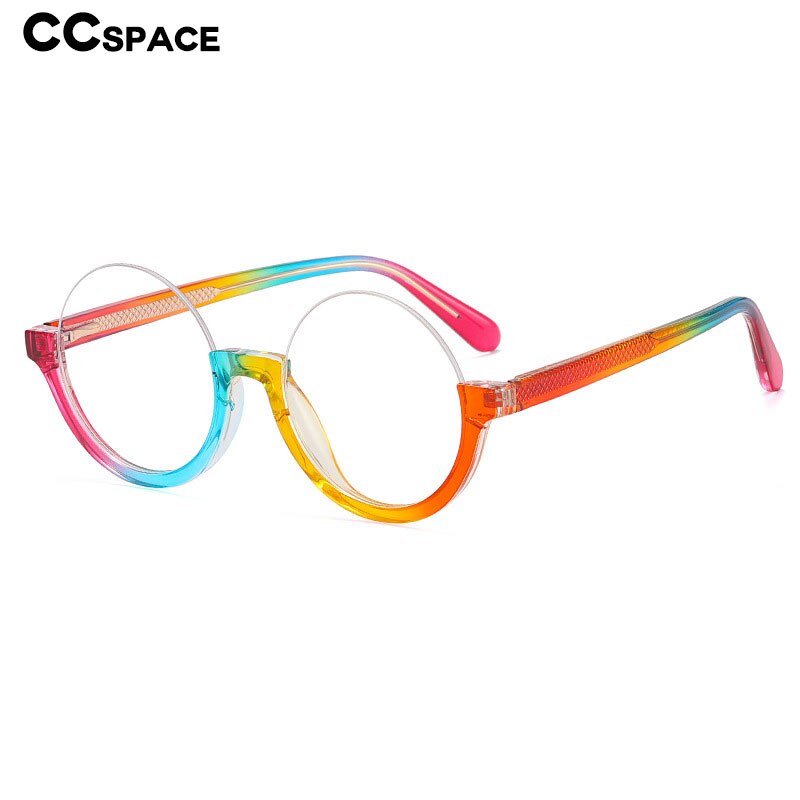 CCspace Unisex Semi Rim Round Tr 90 Titanium Eyeglasses 55611 Semi Rim CCspace