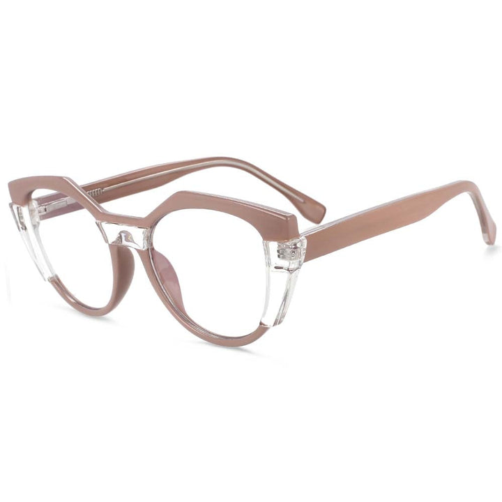 CCspace Unisex Full Rim Round Cat Eye Tr 90 Titanium Frame Eyeglasses 54170 Full Rim CCspace Khaki