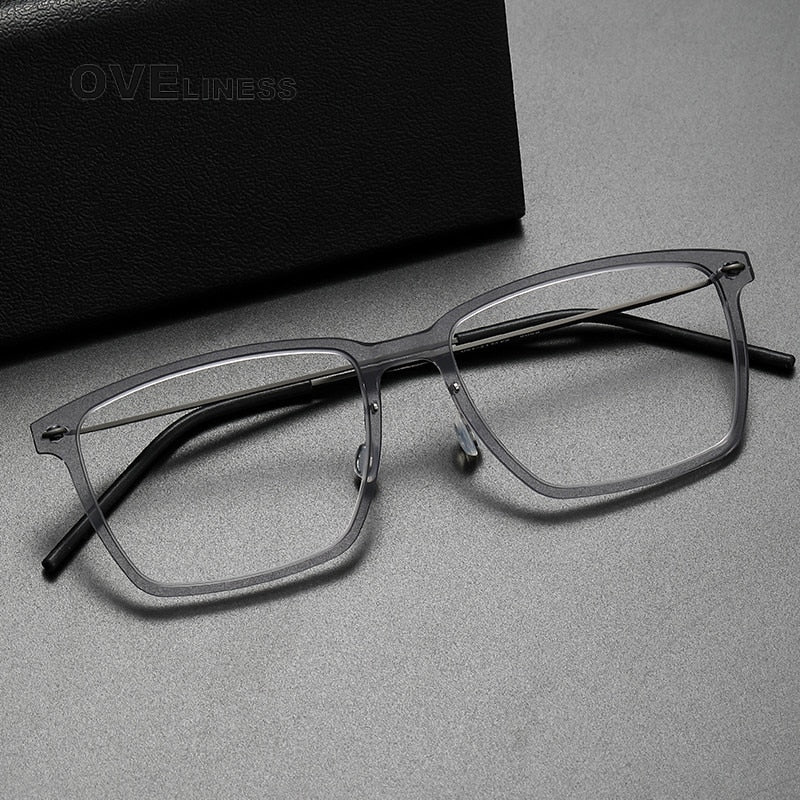 Oveliness Unisex Full Rim Square Screwless Titanium Acetate Eyeglasses 6505 Full Rim Oveliness