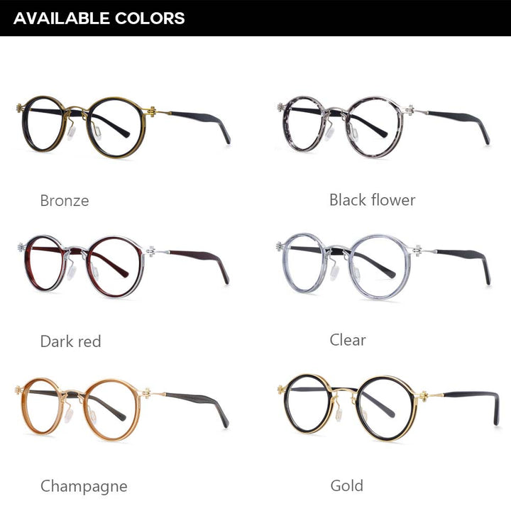CCspace Unisex Full Rim Square Round Acetate Alloy Steampunk Frame Eyeglasses 54227 Full Rim CCspace