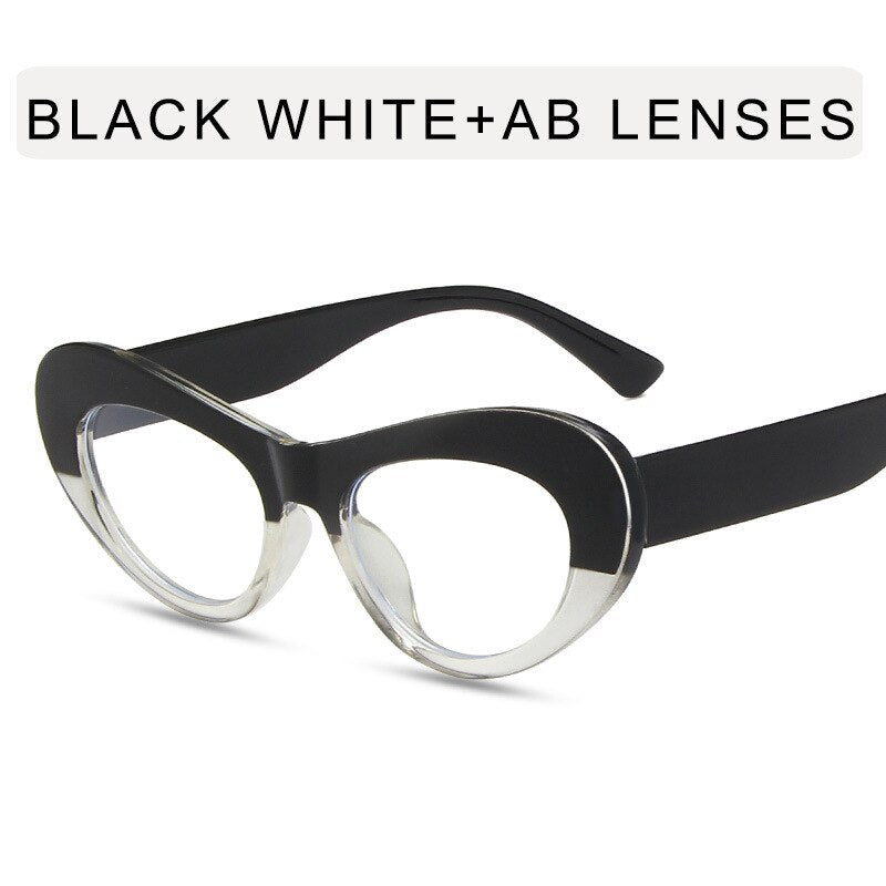 CCspace Women's Full Rim Big Cat Eye Acetate Titanium Eyeglasses 55514 Full Rim CCspace China Transparent