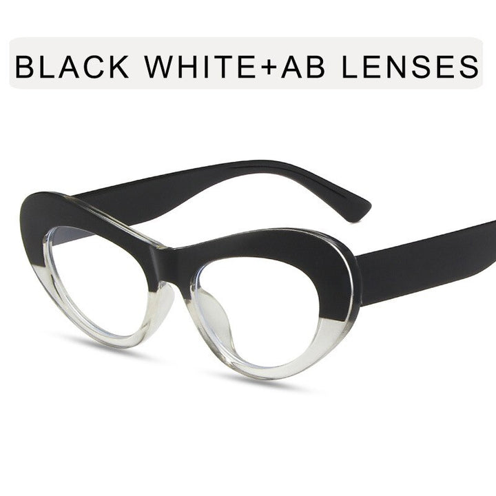 CCspace Women's Full Rim Big Cat Eye Acetate Titanium Eyeglasses 55514 Full Rim CCspace China Transparent