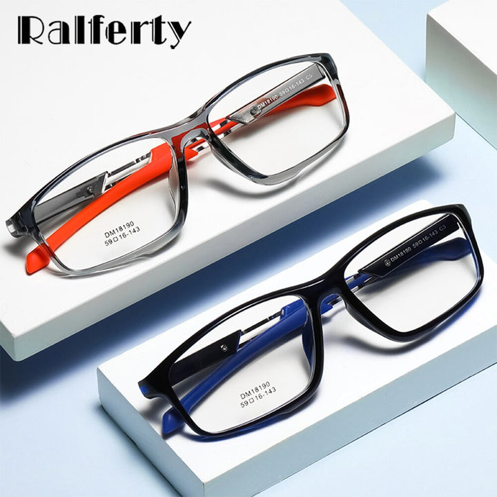 Ralferty Unisex Full Rim Rectangle Tr 90 Acetate Sport Eyeglasses B18190 Full Rim Ralferty