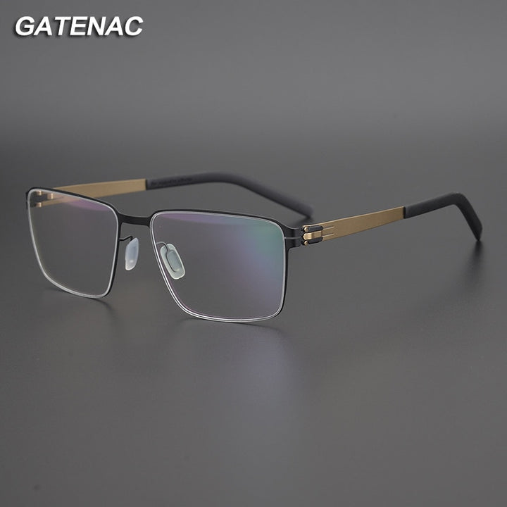 Gatenac Unisex Full Rim Square Titanium Alloy Eyeglasses Gxyj1075 Full Rim Gatenac