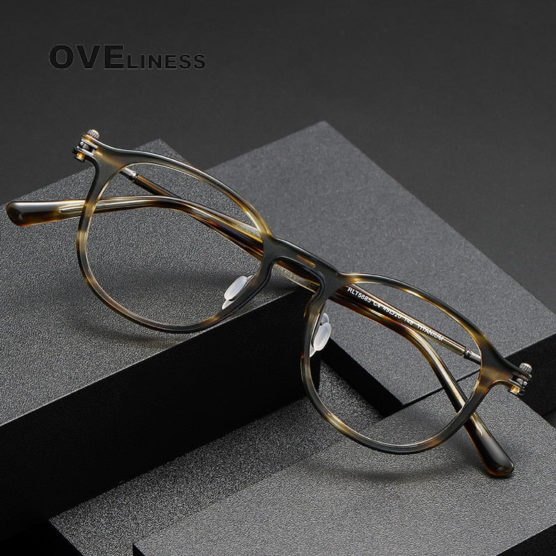Oveliness Unisex Full Rim Square Acetate Titanium Eyeglasses 5885 Full Rim Oveliness