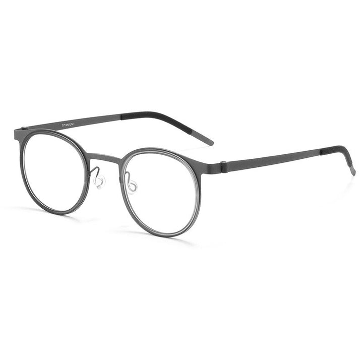 Gmei Unisex Full Rim Round Square Screwless Titanium 9704Jw Full Rim Gmei Optical Gun Black