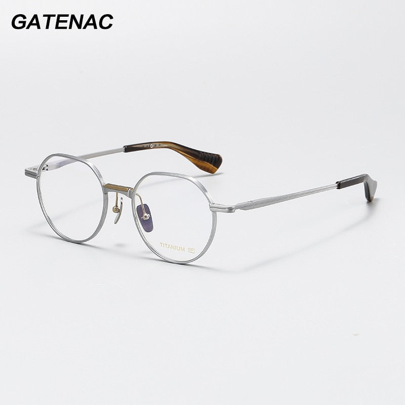 Gatenac Unisex Full Rim Round Titanium Eyeglasses Gxyj1065 Full Rim Gatenac