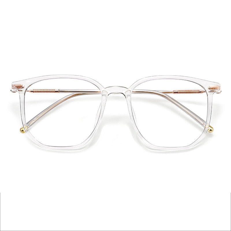 CCspace Unisex Full Rim Large Square Acetate Alloy Reading Glasses 55433 Reading Glasses CCspace China 0 Clear