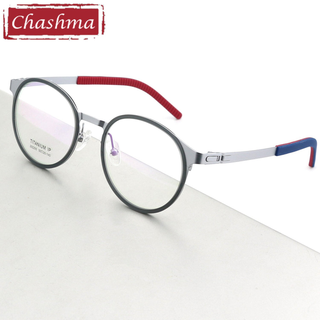Chashma Ottica Unisex Full Rim Round Square Titanium Eyeglasses 202205 Full Rim Chashma Ottica