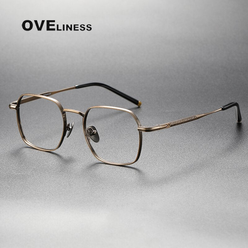Oveliness Unisex Full Rim Irregular Square Titanium Eyeglasses Capeua Full Rim Oveliness bronze