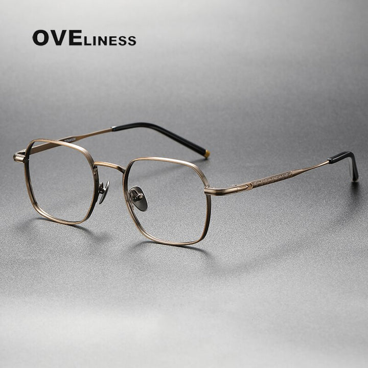 Oveliness Unisex Full Rim Irregular Square Titanium Eyeglasses Capeua Full Rim Oveliness bronze