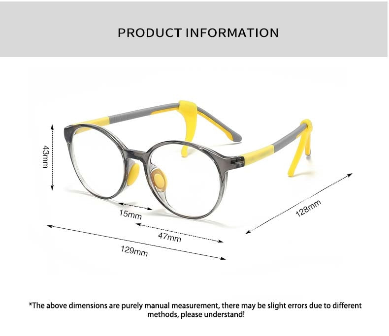 CCspace Unisex Youth Full Rim Round Tr 90 Silicone Eyeglasses 54678 Full Rim CCspace