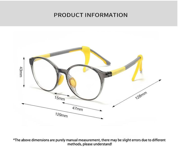 CCspace Unisex Youth Full Rim Round Tr 90 Silicone Eyeglasses 54678 Full Rim CCspace